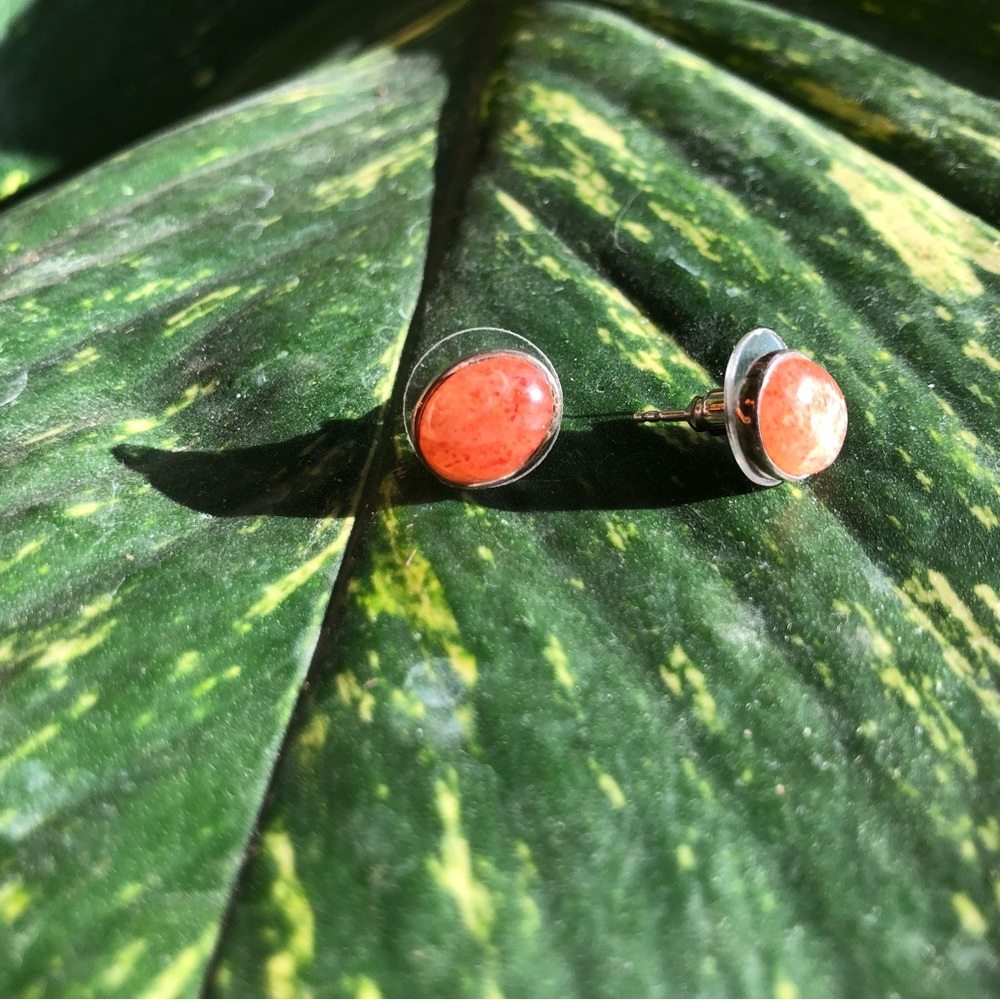 Authentic moonstone handmade stud silver earrings